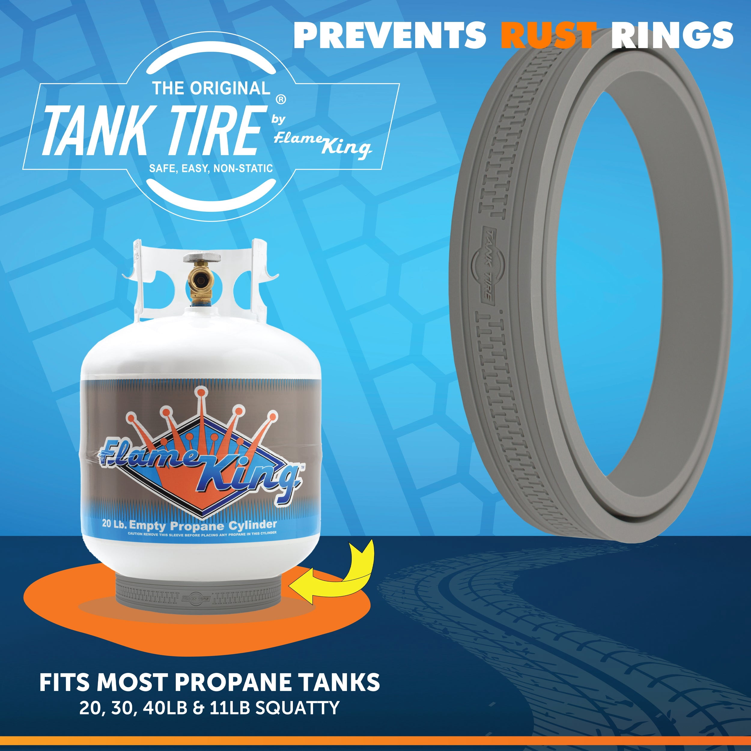 Flame King TankTire Propane Tank Ring Base – Protective Rubber Holder for 20-40LB Propane Cylinders – Prevents Rust Stains & Surface Damage