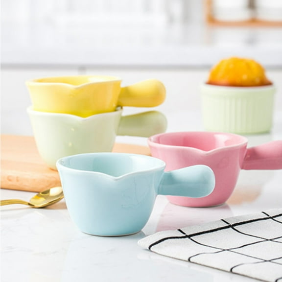 LEORX Pink Ceramic Milk Pot Single Handle 1Pcs For Home Use