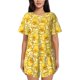 thumbnail image 1 of Balery Cool Duck With Yellow Strip Conjunto de Pijama para Mujer con Estampado, Dos Piezas de Manga Corta y Shorts, Ropa de Dormir Suave con Cuello Redondo y Bolsillos-Medium, 1 of 1