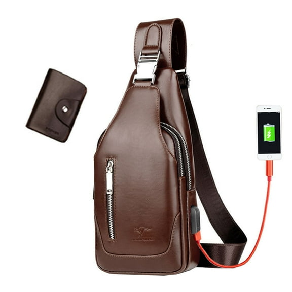 MUSOIE Vegan Leather Sling Bag for Men Women Backpack Chest Shoulder Satchel Crossbody Bags