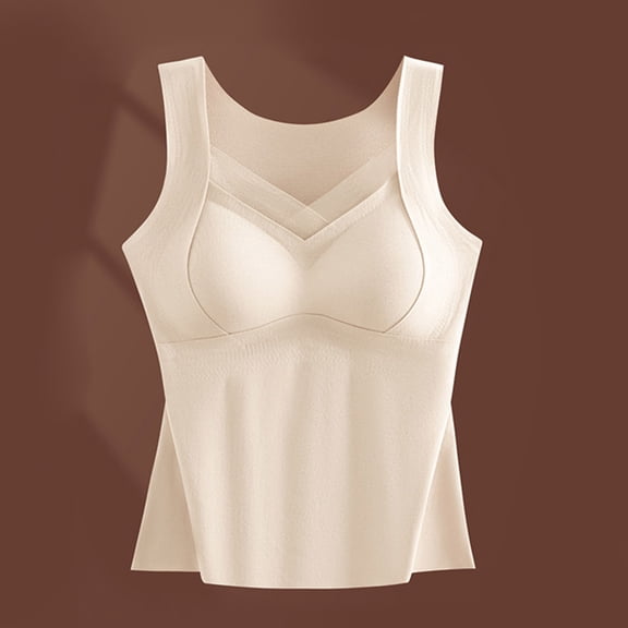Women’s Underwire Smooth U Light T Shirt Convertible Bra Camisole Tank Top, L, White
