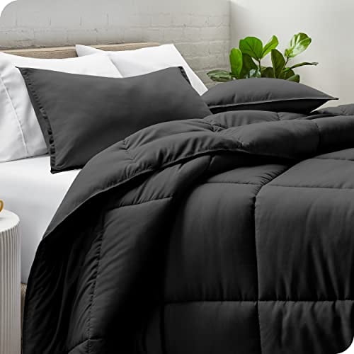 Set de edredones para el hogar desnudo - Twin/Twin Extra Long - Goose Down Alternative - Ultra -Soff - Serie Premium 1800 - All Season Hearmth (Twin/Twin XL, Black) Bare Home Accesorios Hogar