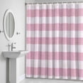 thumbnail image 5 of Pink Linen Stripes Shower Curtain for Bathroom Decor, Vintage Country Waterproof Fabric Shower Curtain, 36"x78" Set with 12 Hooks, 5 of 9