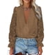 thumbnail image 1 of Blusa de manga larga de encaje Ticfox marrón L, 1 of 6
