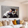 thumbnail image 3 of Monkey With Headphones Banksy DJ Chimp Pop Art Cool Ape Abstract Canvas Prints Wall Art Paintings for Living Room Bedroom Home Decorations Stretched Artwork for Office Decor(18" W x 12" H，Framed), 3 of 10
