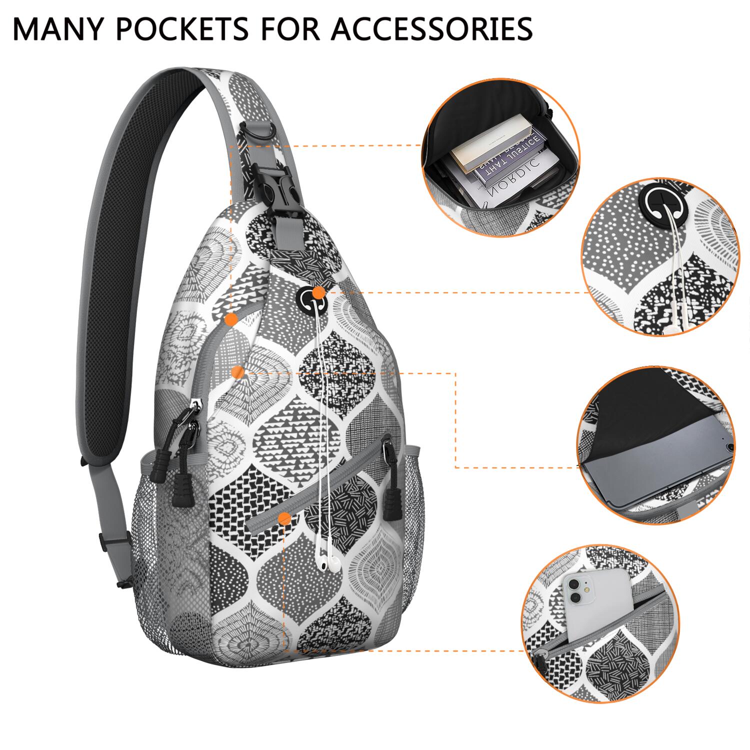 Sling Backpack Women Casual Geometric Crossbody Adjustable Strap Travel Pack Constellation Chest Crossbody Sling Bag With Adjustable  main image 2