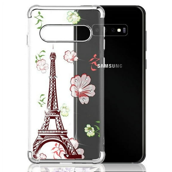 Asmyna Diamante Klarion Candy Skin Cover for Samsung Galaxy S10E - Electroplating Silver / Eiffel Tower in the Season of Blooming