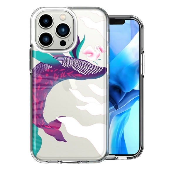 MUNDAZE For Apple iPhone 13 Pro Mystic Floral Whale Design Double Layer Phone Case Cover