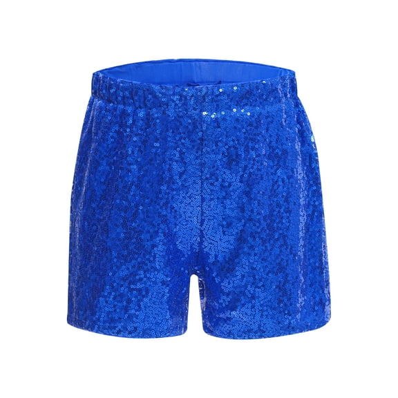 SiiRoh Girls Glitter Sequin High Waist Shorts Sparkly Hip Hop Jazz Dance Shorts Blue 12