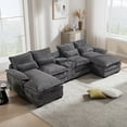 thumbnail image 5 of GNIXUU 124.8" U Shaped Cloud Couch with Chaise for Sleeper, Modern Sectional Couches for Living Room, Fluffy Chenille Couch with Console Plush Sofas for Apartment Dorm Office, Gray, 5 of 6
