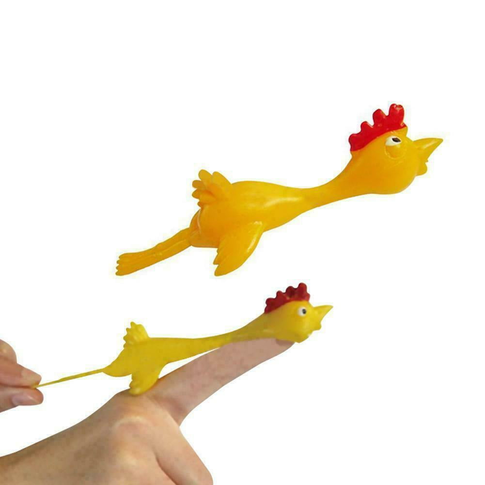 Neuheit Lustige Sticky Flying Rubber Sling Shot Huhn Flying Finger Toys J CL 