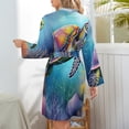 thumbnail image 6 of Sea Turtle Realistic Night Robe Long Sleeve V Neck Robe With Belt Women's Sleepwear Dresses, 6 of 9