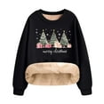 thumbnail image 2 of SYMOID Womens Black Christmas Holiday Sweatshirt - Plush Fleece Lined Cropped Hem Relaxed Fit Festive Tree Print Winter Pullover (M-XXXL),Size 3XL, 2 of 6