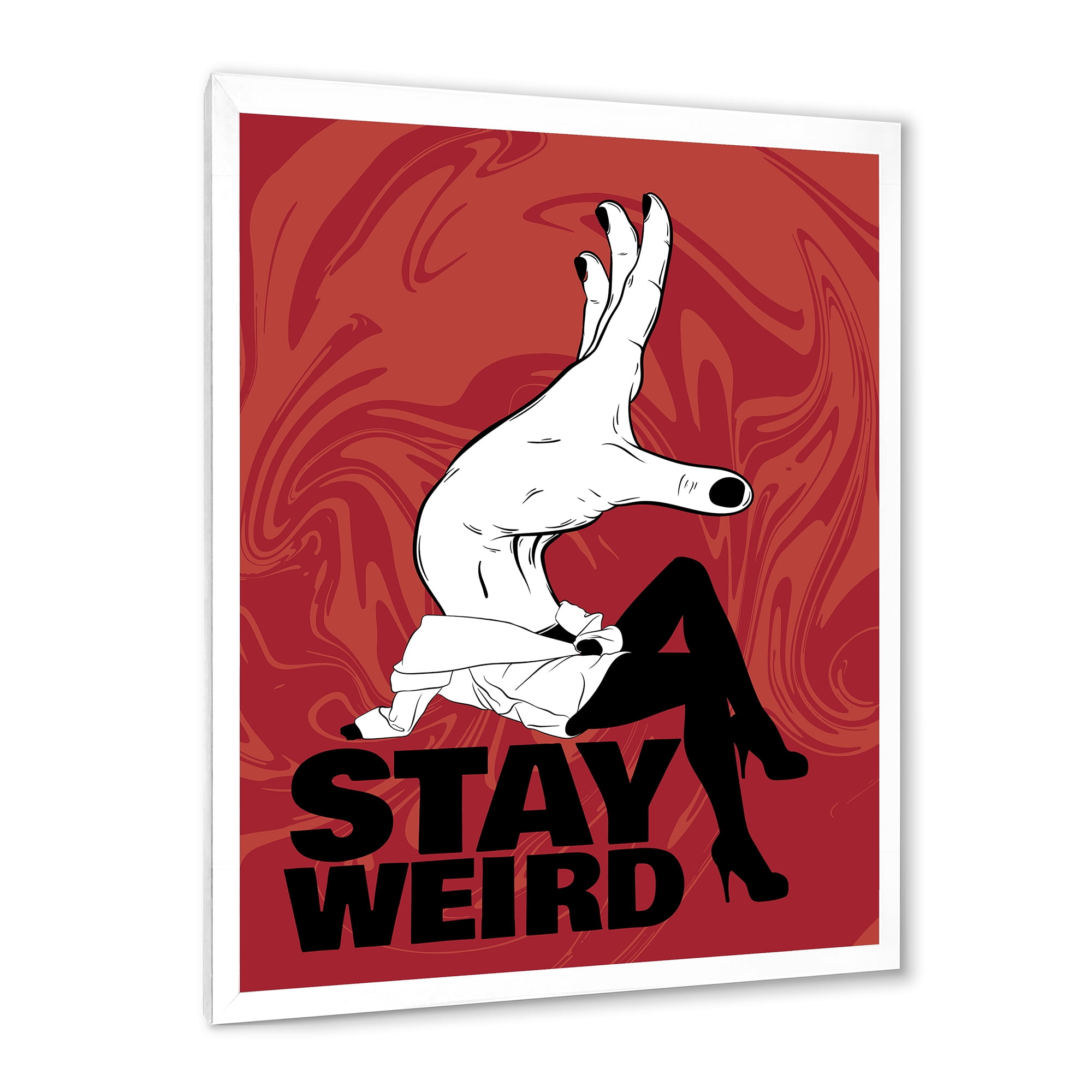 Designart 'Stay Weird Hand Sign' Vintage Framed Art Print