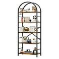 thumbnail image 4 of Walsunny 5-Tier Corner Bookshelf Industrial Corner Bookcase Corner with Metal Frame Large Open Display Bookshelves U-Shaped Brown, 4 of 6