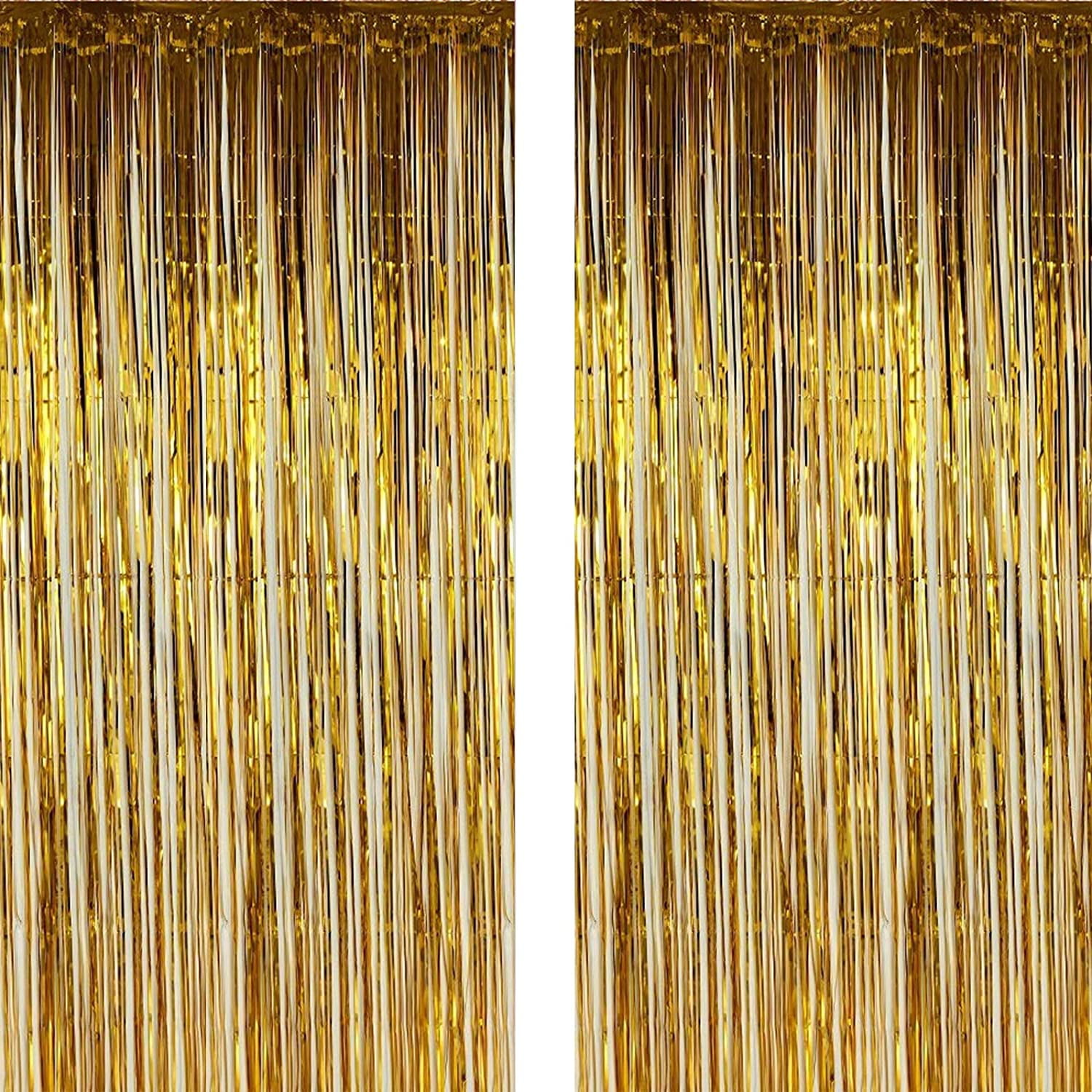 2 Pack Photo Booth Backdrop Metallic Tinsel Foil Fringe Curtains  Environmental Background for Birthday Wedding Party Christmas Decorations  (Gold) 