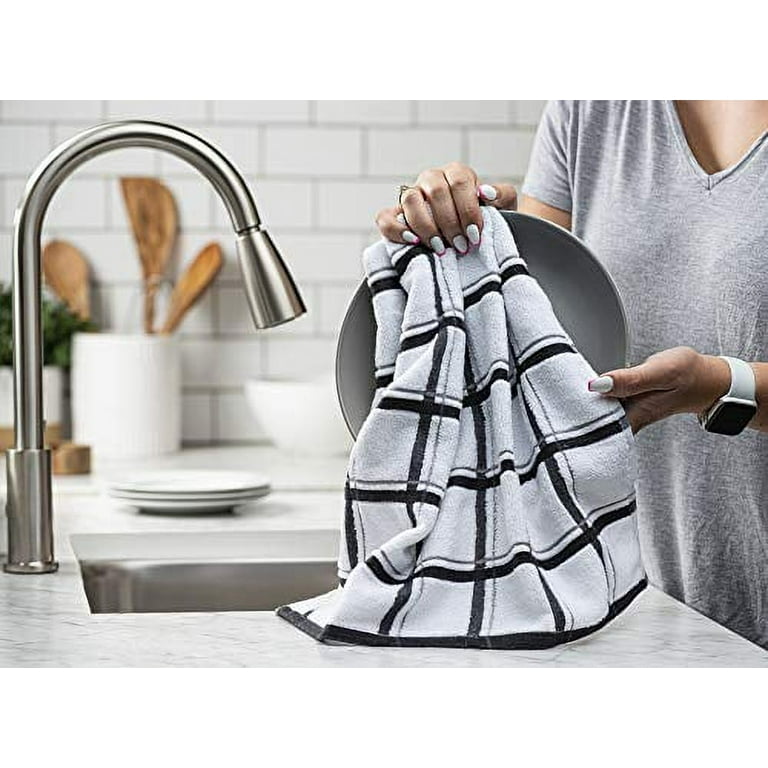XLNT Black Large Kitchen Towels (2 Pack) - 100% Cotton Dish Towels, 20 x  28, Ultra Absorbent Dishcloths Sets of Hand Towels/Tea Towels for  Everyday Scrubbing
