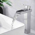 thumbnail image 1 of Grifo de baño Grifo mezclador para lavabo en cascada, encimera cuadrada de latón cromado, palanca de control elevada para lavabo monomando, grifos de baño, 1 of 5