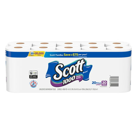 Scott 1000 Toilet Paper, 20 Rolls, 20,000 Sheets (Best Toilet Paper Reviews)