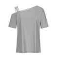 thumbnail image 4 of IROINNID Women's Off Shoulder Short Sleeve Blouse Fashion Summer Tees,Party and Casual Wear,Breathable Loose Fits Tops(Gray,), 4 of 6