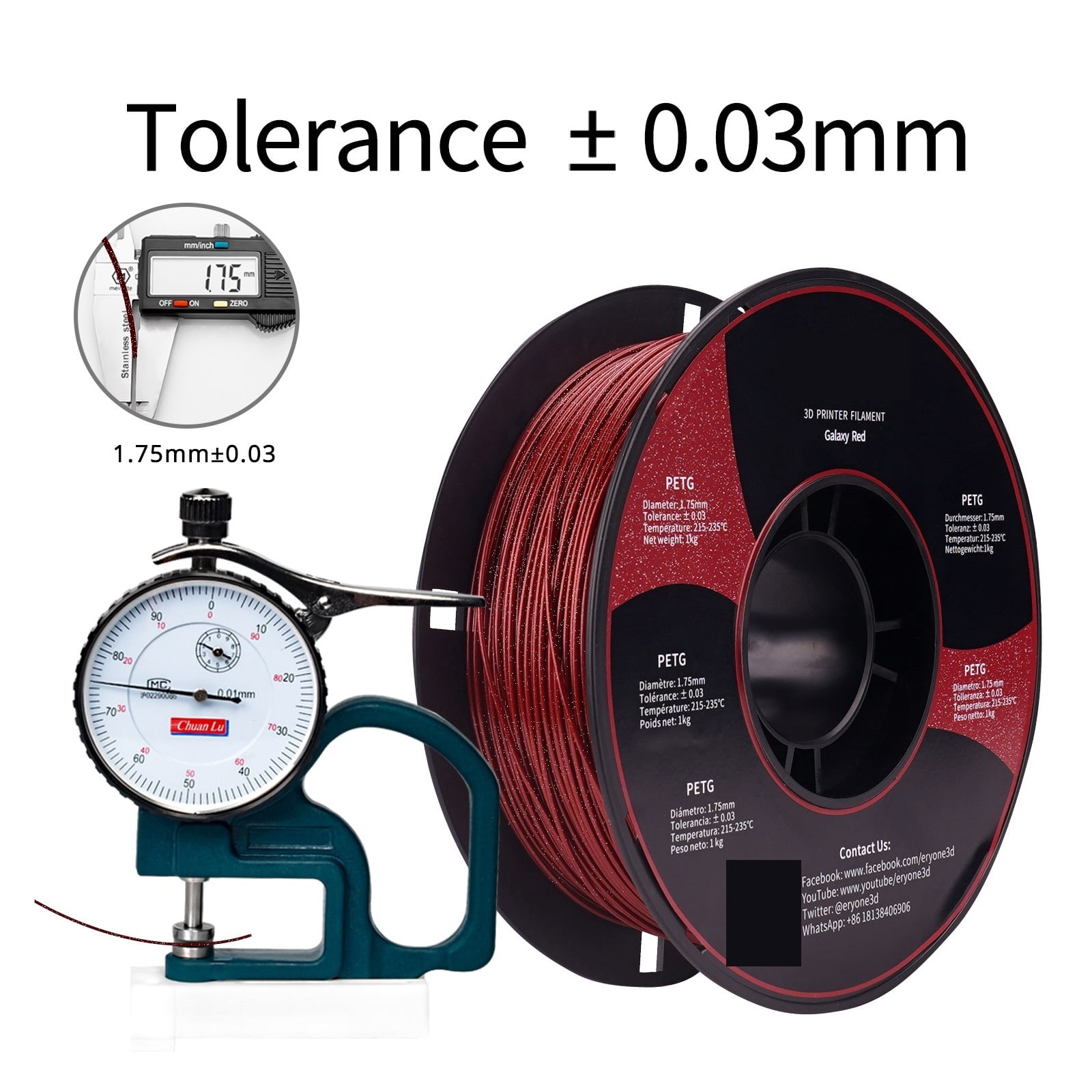 PETG Glitter 3D Filament For FDM 3D Printer Sparkly Shining Material 1KG Diameter 1.75mm ,Smooth and Stable