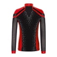 thumbnail image 3 of RUNQHUI Kids Boys Shiny Rhinestone Long Sleeve Figure Ice Skating Top Tees Performance Competition T-Shirts Red 16, 3 of 5