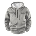 thumbnail image 2 of Xcmzpl Cargo Hoodies for Men Tactical Sweatshirt Quarter Zip Military Pullover Hoodies Workout Gym Men Solid Outdoor Hoodie with Pocket, 2 of 4