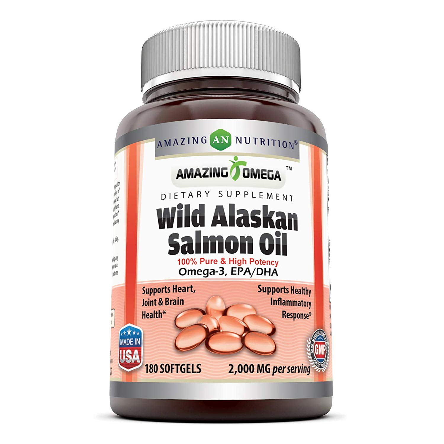 Amazing Omega Wild Alaskan Salmon Oil 2000 mg of Salmon Oil Per