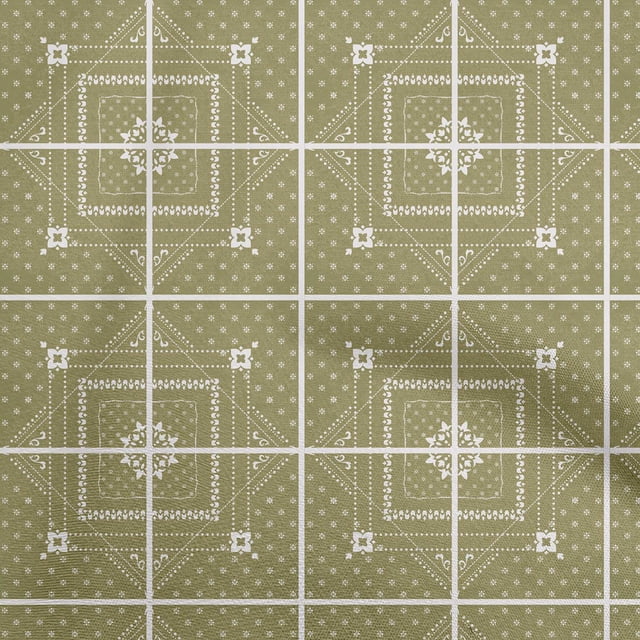 oneOone Velvet Light Green Fabric Asian Tile Diamond Sewing Material Print Fabric By The Yard 58 Inch Wide