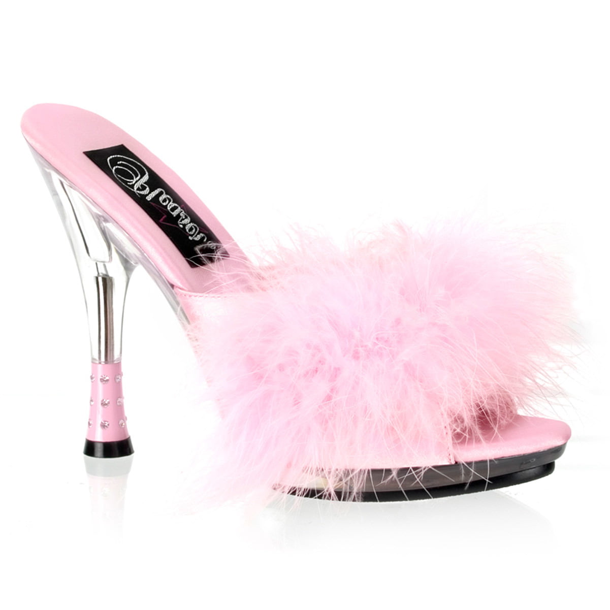 Womens Marabou Slippers Pink Faux Fur 