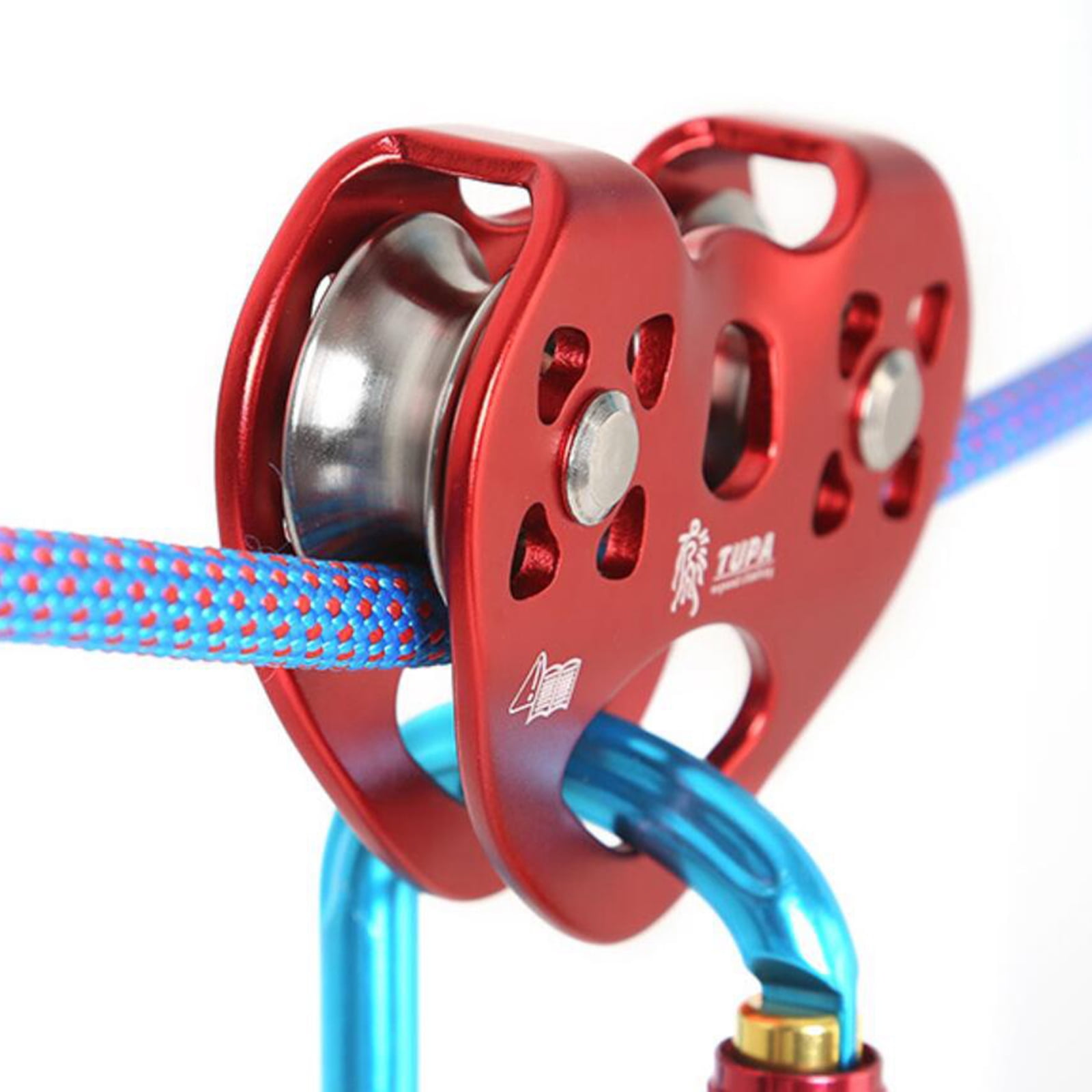 Mountaineering Rock Climbing Zip Line Wire Rope Trolley Pulley 25KN Red 