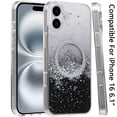 thumbnail image 3 of [PolyBag] For iPhone 16 6.1 inch Magnetic Glitter Epoxy Transparent Hybrid - Silver Black, 3 of 3
