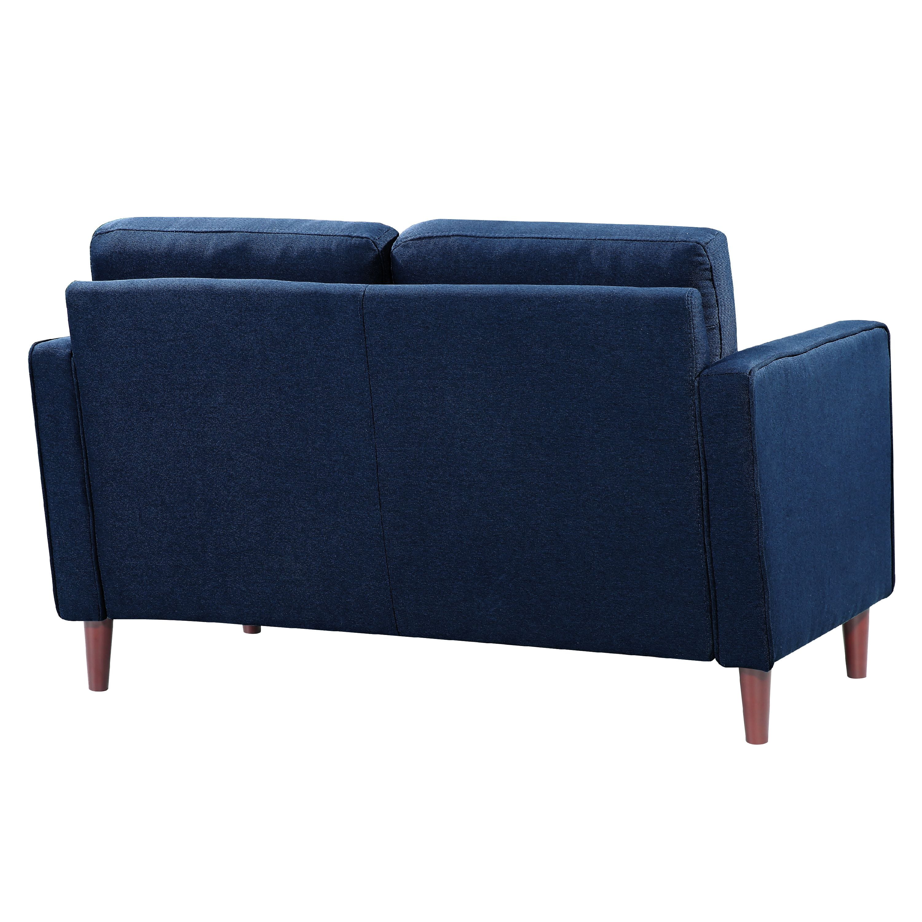 Lifestyle Solutions Lorelei Mid-Century Modern Loveseat, Blue Fabric