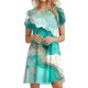 thumbnail image 2 of Puntoco Vestido Suelto Informal Con Cuello Redondo Y Mangas De Pétalos Con Estampado Floral Y Bolsillos, Vestido De Cuello Redondo Y Manga Corta, Verde Xl,Regalos Para Mujer Joven, 2 of 4