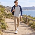 thumbnail image 2 of AZoiNM Men's Henley Hoodie Long Sleeve Raglan Color Block Pullover Sweatshirt Casual Straight Fit Hooded Shirt, 2 of 11