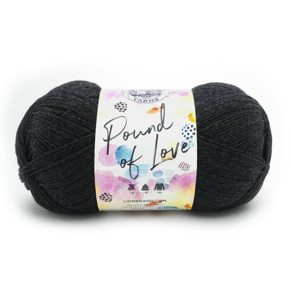 Lion Brand Yarn Pound of Love Charcoal 4 Medium Worsted Yarn Grey 16 oz 1020 yards