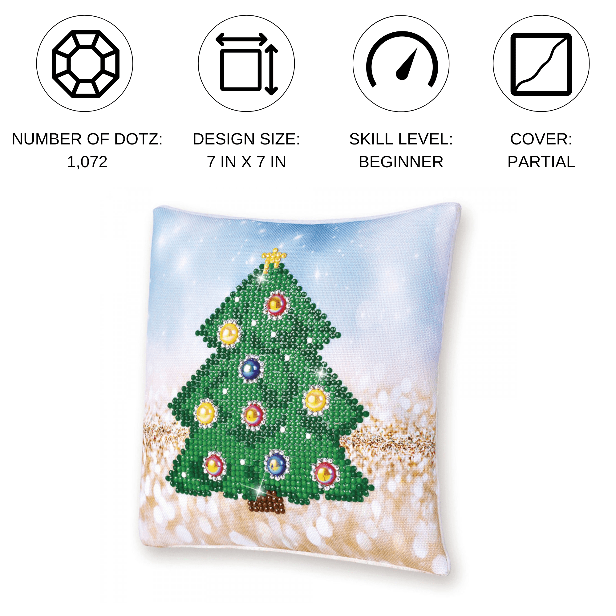 Diamond Dotz Kits - Christmas Tree Pillow Diamond Painting Artwork Kit, Christmas Diamond Art, Diamond Dotz Kits for Adults, Christmas Diamond Painting Kits, Diamond Art Christmas