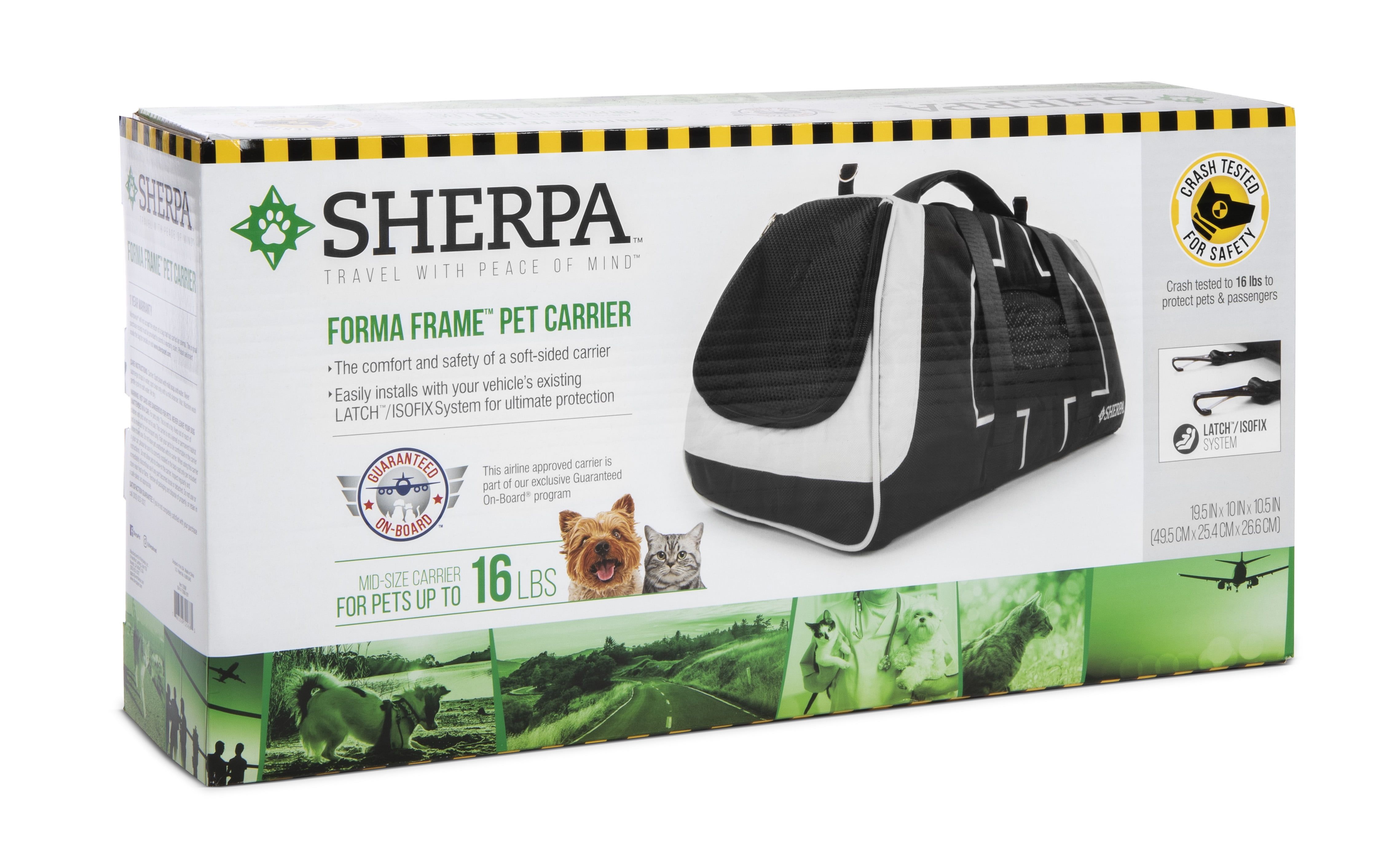 Sherpa Airline Approved Dog Carrier, Black, Medium, 19.68"L x 9.84"W x