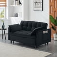 thumbnail image 2 of Velvet Sofa Bed, 3-in-1 Convertible Sleeper Sofa, Small Love Seat with Pocket & Pillow, Modern Pull Out Bed for Living Room, Apartment, Guest Room, Black, 2 of 12