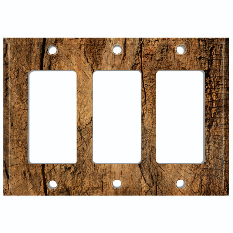 Metal Light Switch Plate Outlet Cover Wood Tree Grain Wallpaper WOD004