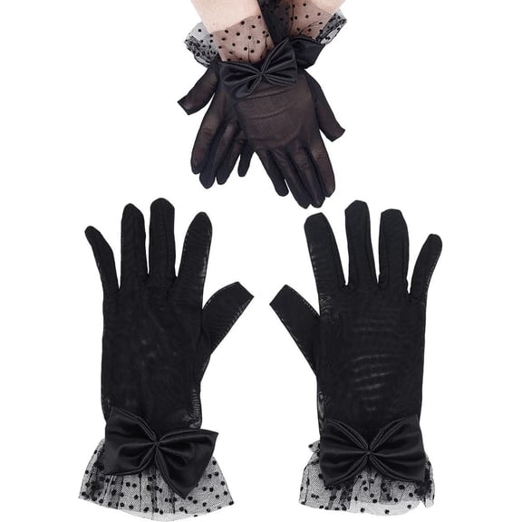 2 Pairs Lace Gloves Short Prom Gloves Tea Party Gloves Elegant Bridal Gloves