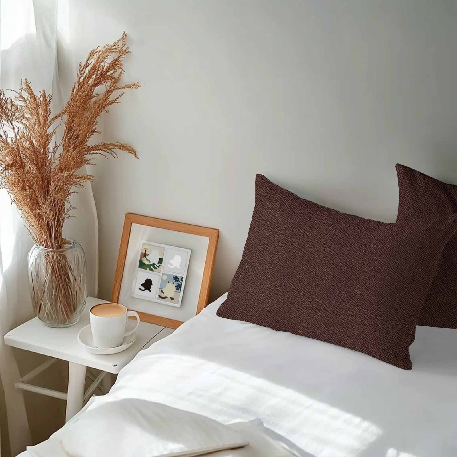 Lumbar Pillow Covers 12 x 20 Inches, Solid Brown Waterproof Throw Pillow Cover Set of 2, Vintage Minimalism Abstract Denim Pattern Decorative Rectangle Cushion Covers for Patio/Tent/Couch/Garden
