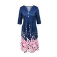 thumbnail image 2 of JustVH Women Casual Floral Dresses 3/4 Sleeve V Neck Pockets Midi Dress, 2 of 8