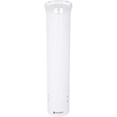 Adjustable Pull Type Cup Dispenser - C4160WH Small Pull-Type Water Cup Dispenser, Fits 3 to 4-1/2 oz Cone Cups and 3 to 5 oz Flat Bottom Cups, White San Jamar - 16 inches