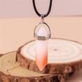 thumbnail image 3 of Natural Stone Quartz Lapis Opal Amethyst Pink Crystal Stone Hexagonal Column Pendant Necklaces Leather Chain Bullet Necklace, 3 of 5