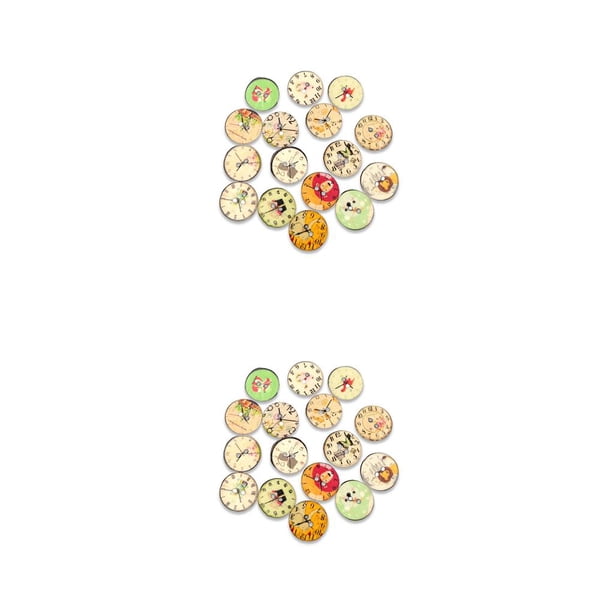 Guardurnaity Botones de de 100 piezas, relojes redondos de agujeros, estilo Retro, suministros para el hogar para álbumes de recortes, Type2 NO2 Guardurnaity CBP267063