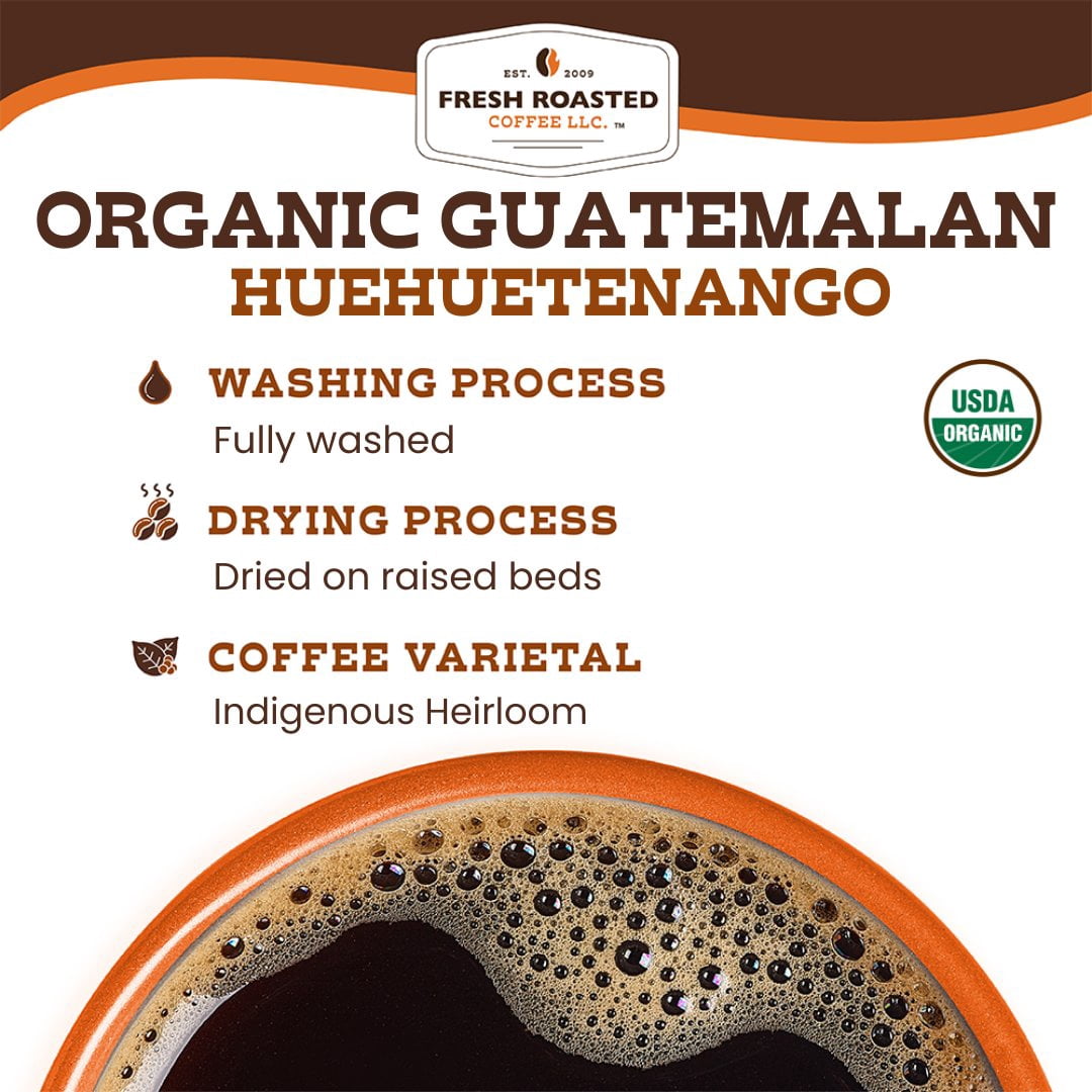 Fresh Roasted Coffee, Organic Guatemalan Huehuetenango Coffee, Medium Roast, Drip Ground, 32 oz 2 lbs