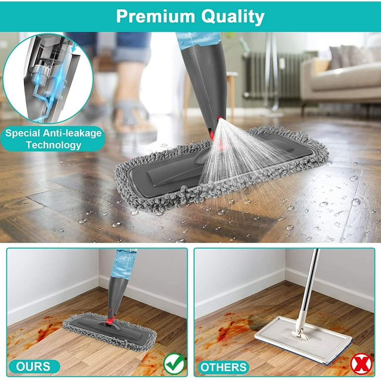 REECOO Spray Mop with Floor Cleaner Generator and 3 Washable Pads Pet Floor  Cleaning Mop Dry Wet Dust Cleaning Mop with 600 ml Refillable Bottle for