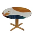 thumbnail image 3 of JEUXUS Boho Tropical Foliage Table Covers with Elastic Edge,Mid Century Fitted Table Cloth for Round Tables,Watercolor Abstract Geometric Art Oil Proof Waterproof Tablecloth for Indoor Picnic Party, 3 of 7
