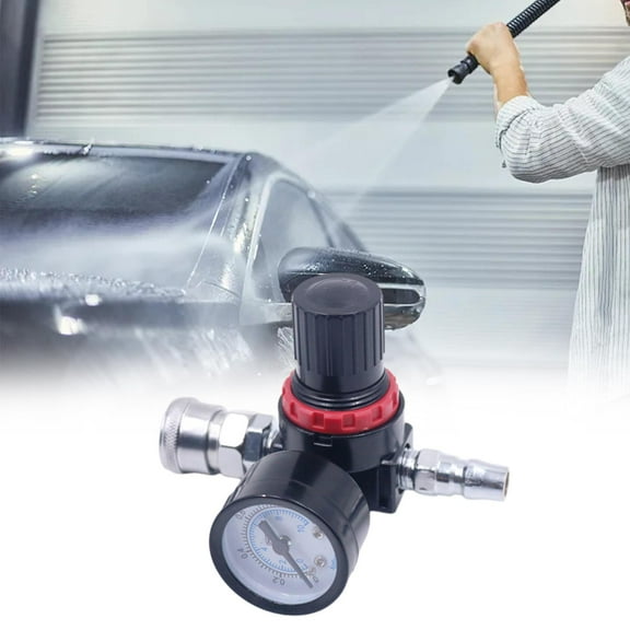 1/4[ Paint Sprayer Air Pressure Regulator Compact with Quick Connect Adapter